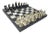 Regency Italian Renzo Romagnoli Leather and Chrome Black and Cream Chess Set For Sale