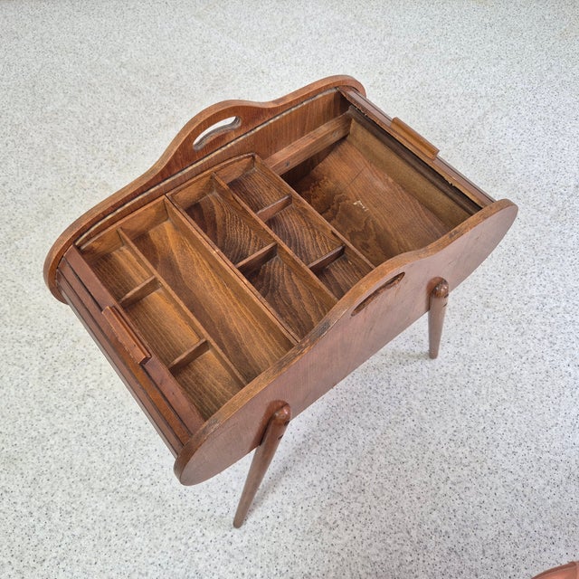 Wood Danish Top Roll Tambour Sewing Box, 1960s For Sale - Image 7 of 10