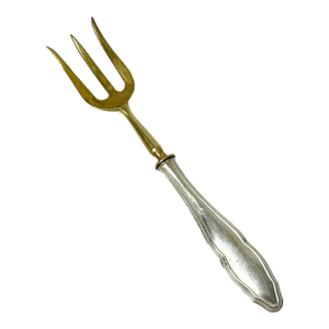 Antique Hollywood Regency English Baroque Brass and Silverplate Serving Fork