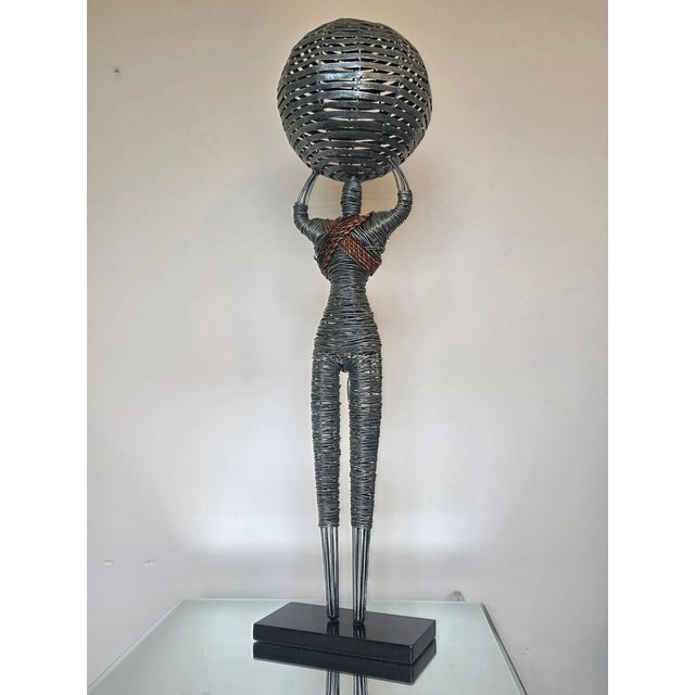 Mid-Century Modern Vintage Hand-Crafted 'Hercules' Wire Metal 32" Sculpture For Sale - Image 3 of 12