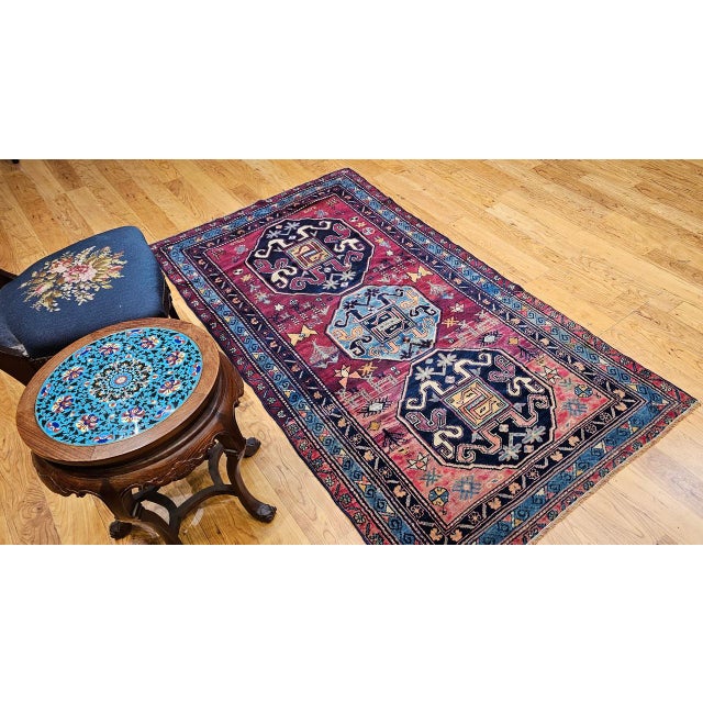 Red Antique Caucasian Cloudband Kazak Area Rug, Wool, Cranberry Red, 1890s, 3' x 7' For Sale - Image 8 of 18