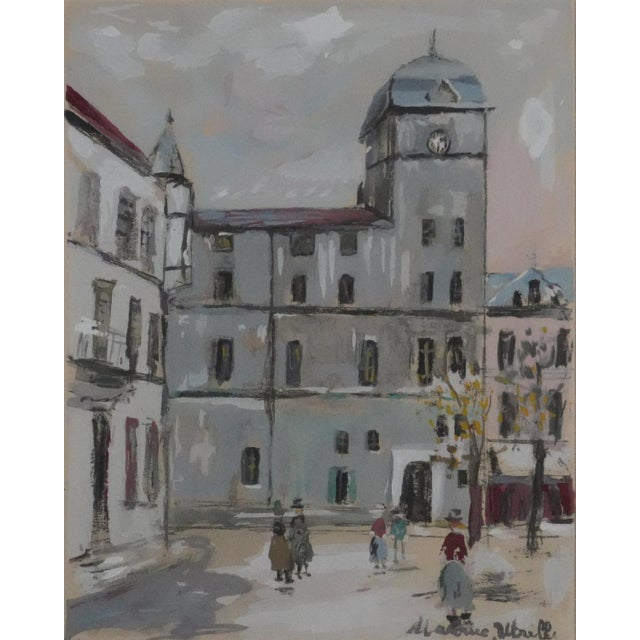 Maurice UTRILLO (1883-1955) Passersby in the Square Original lithograph enhanced with stencil printing (Jacomet) Signed in...