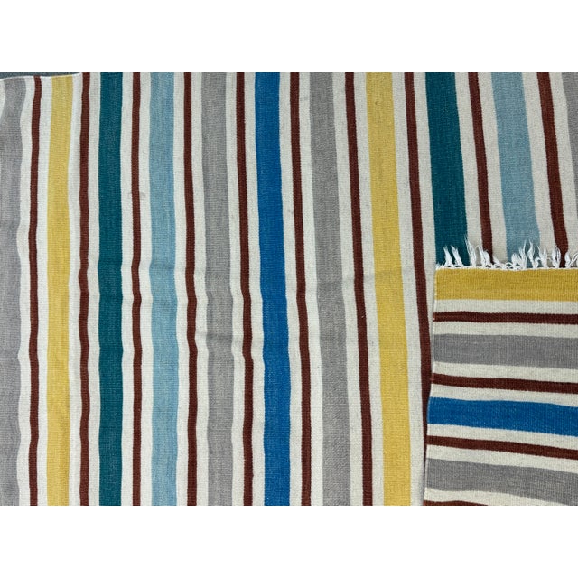 3ft 9in × 6ft 5in Flat Woven Striped Area Rug For Sale - Image 12 of 12