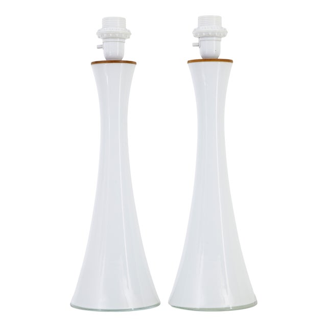 Vintage Opaline Glass Lamps by Bergboms of Sweden, 1960, Set of 2 For Sale