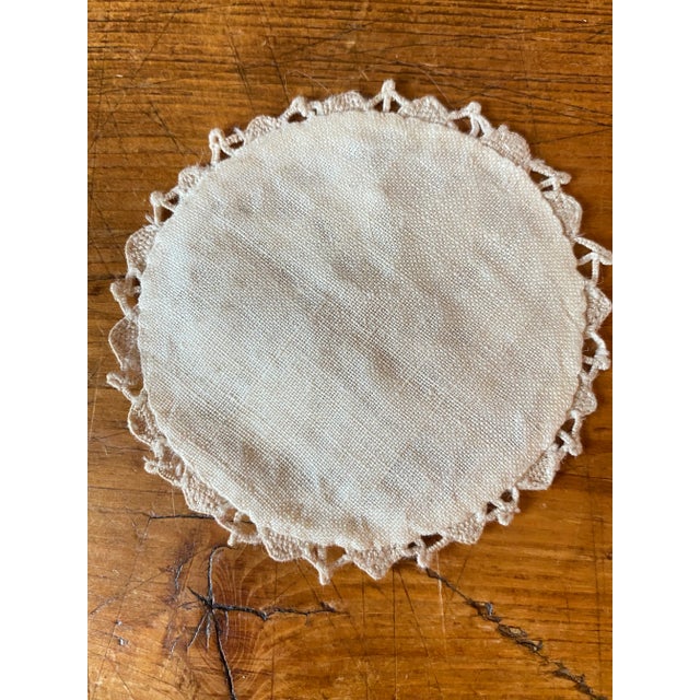 Vintage Petite Wine or Cordial Glass Slip-On Coasters, Hand Tatted Lace- Set of 4 For Sale In Portland, OR - Image 6 of 6
