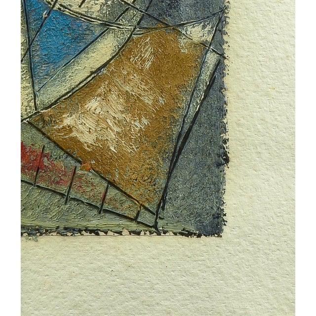 Oil painting picture on paper Fabriano signed Pietro da San Lorenzo with cetified guarantee informal title 1989. Modern...