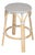 Tobias 24 in. Seat Height Round Rattan Backless Counter Stool, Gray/White Dot / Natural Rattan Frame For Sale