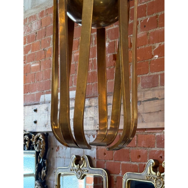 Modern Solid Brass Sculptural Chandelier in Style of Guglielmo Ulrich,circa 1970s For Sale - Image 3 of 7