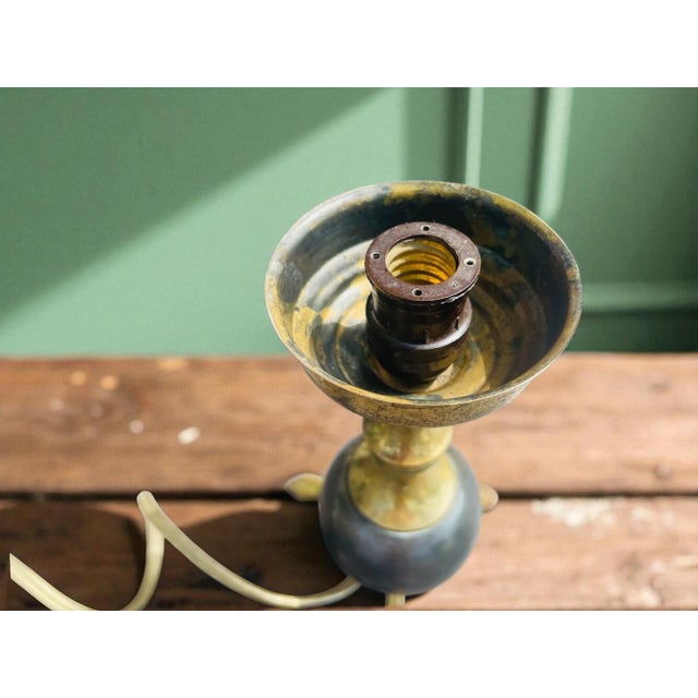 Mid-Century Modern Space Age Tripod Brass and Glass Table Lamp, 1960s For Sale - Image 10 of 11