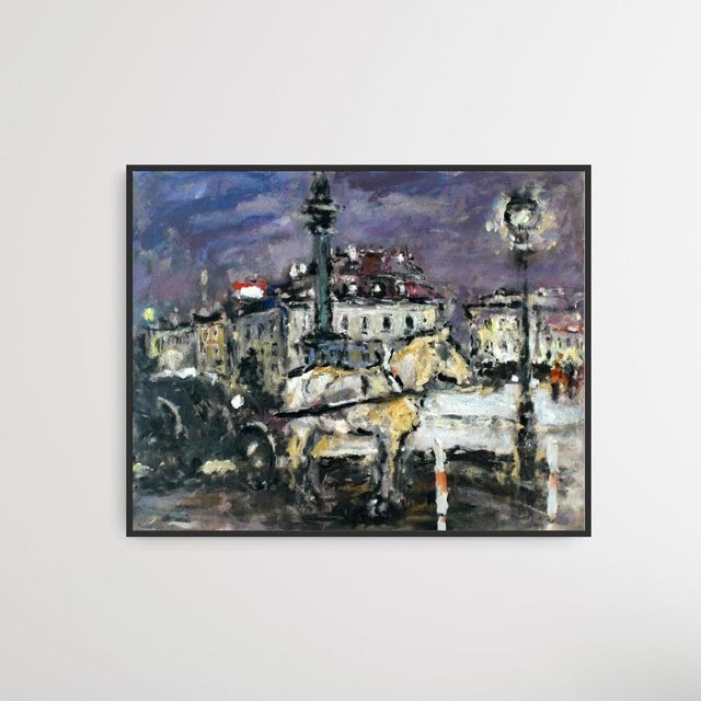 Magdalena Spasowicz, Warsaw, The Castle Square: Carriages, Oil on Canvas For Sale - Image 4 of 5