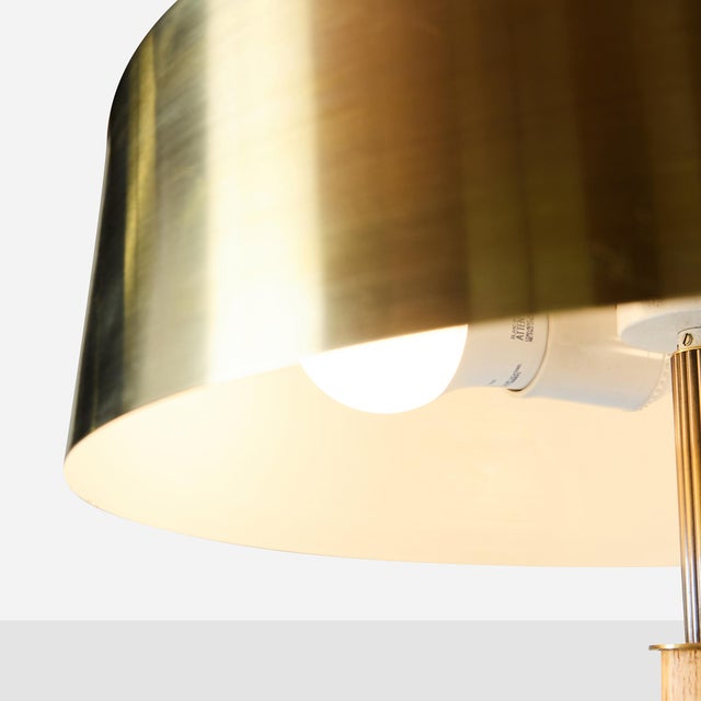 Brown 1950s Brass and Oak Table Lamp Attributed to Bergboms For Sale - Image 8 of 11