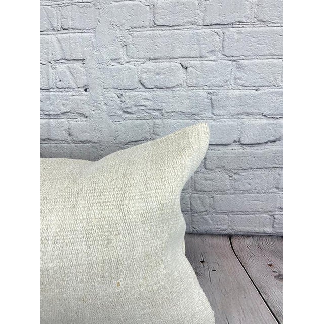 Turkish 16 x 24 Hemp Pillow Turkish Cushion Natural White Pillow Cushion Cover For Sale - Image 3 of 4