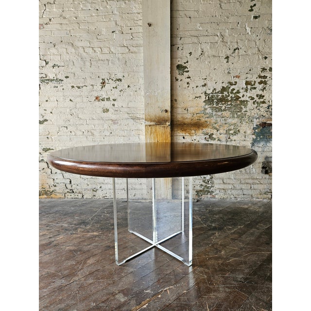 Vladimir Kagan Walnut and Acrylic Custom Dining Table - 102 Inches For Sale - Image 10 of 18