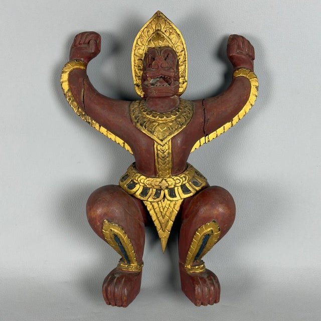 Wooden Sacred Guardian Temple Statue, Thailand, 19th Century For Sale - Image 14 of 14