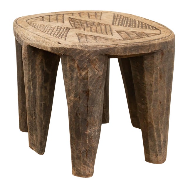 Vintage Nupe Carved Stool, Aged Patina For Sale