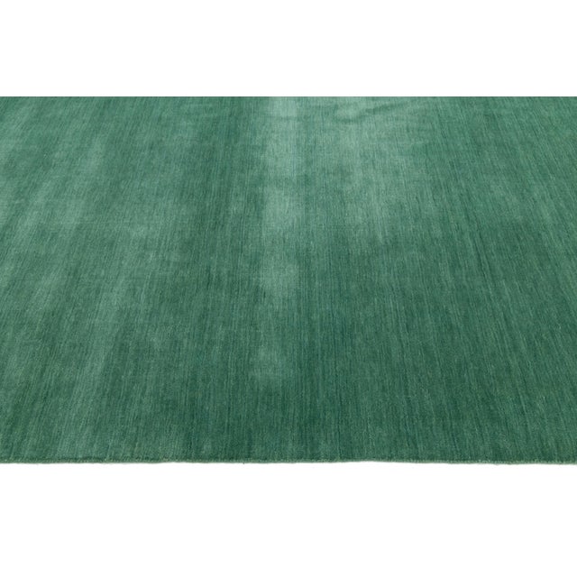 2020s Apadana's Modern Gabbeh Hand-Loom Wool Area Rug in Jewel-Toned Green For Sale - Image 5 of 10