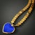 Murano Glass Blue Heart Pendant Gold Hematite Happy Necklace For Sale - Image 9 of 10