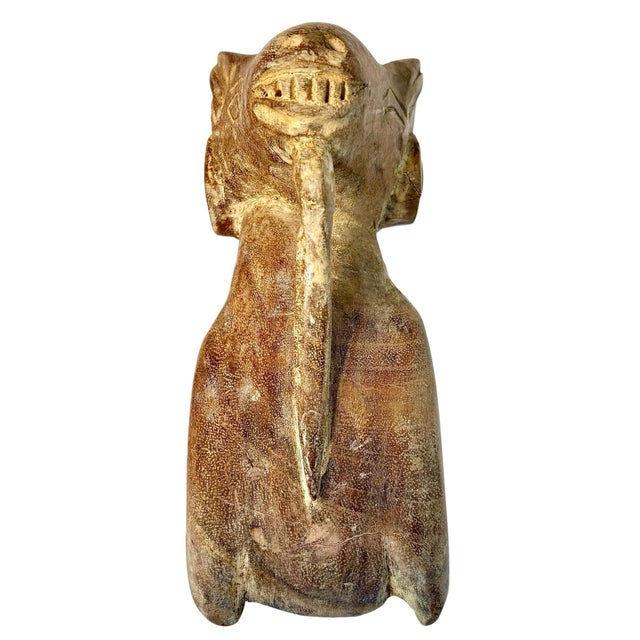 Early 21st Century Wood Carved Stylized Ram Sculpture Tribal-Inspired Folk Art For Sale - Image 5 of 9