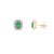 14k Gold Emerald Halo Diamond Stud Earrings - 2 Peices For Sale - Image 4 of 5