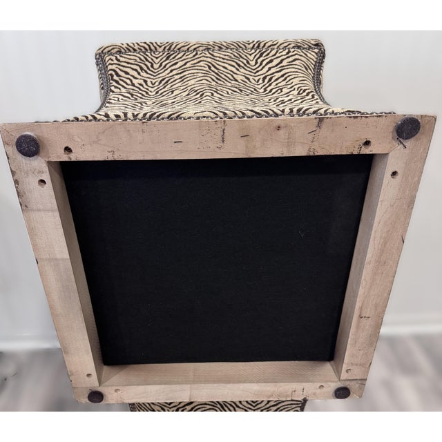 Modern Pair Bernhardt Zebra Jacquard Upholstered Hourglass Ottomans For Sale - Image 9 of 11