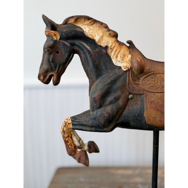 American Cast Iron Carousel Horse on Stand C 1910 For Sale - Image 3 of 9