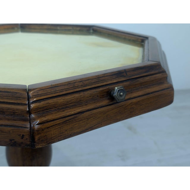 Vintage Octagonal Table with Drawers and Brass Top, 1920s For Sale - Image 14 of 18