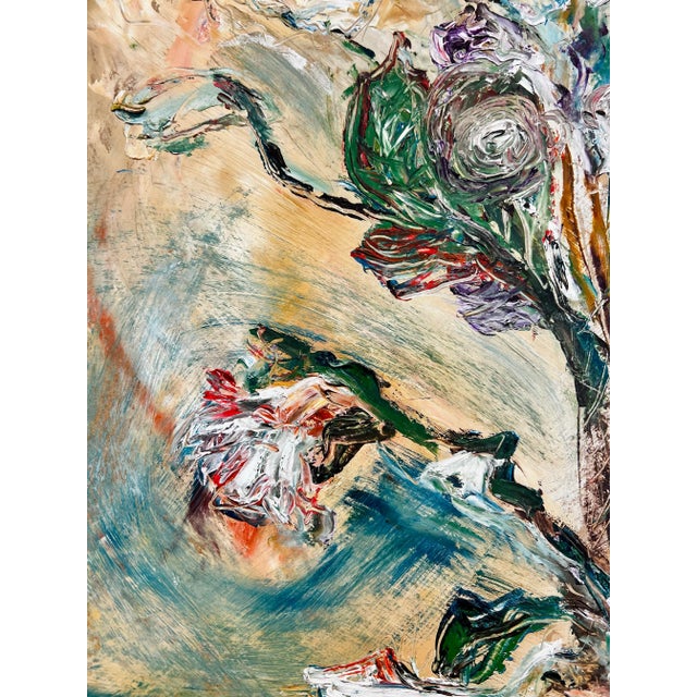Mid Century Abstract Floral Painting Signed For Sale - Image 4 of 5