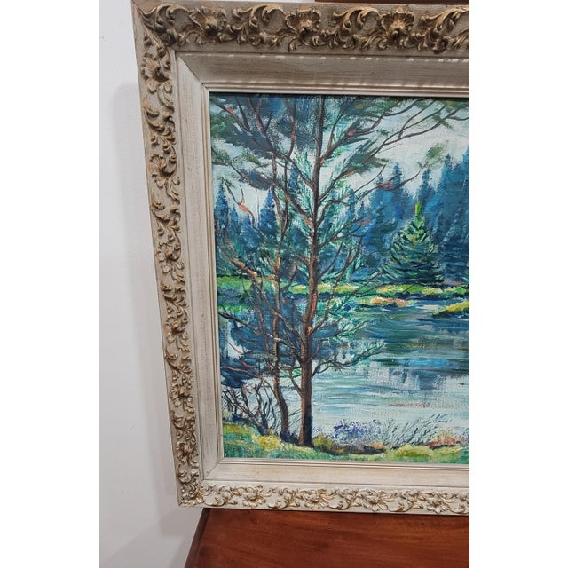Jade 1960s Ann Ruge Post Impressionist Landscape Painting Wall Art, Framed For Sale - Image 8 of 12