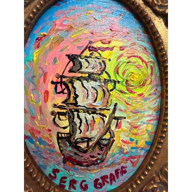 2020s Serg Graff "Dawnstar" Seascape Acrylic Painting Sailing Ship Nautical Art For Sale - Image 5 of 9