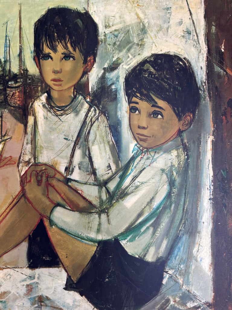 版画 Jean Baptiste VALADIE Jean-Baptiste Valadié, The Fishermen's Children, 1960s, Print
