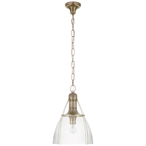 Chapman & Myers for Visual Comfort Signature Prestwick 14" Pendant in Antique Nickel with Clear Glass