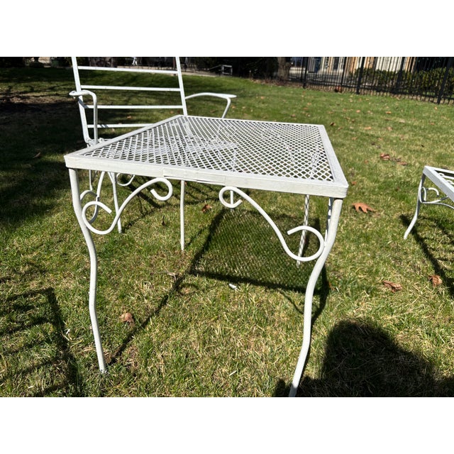 1960s Mid-Century Patio / Garden 4 Piece Set White Wrought Iron For Sale In Chicago - Image 6 of 18