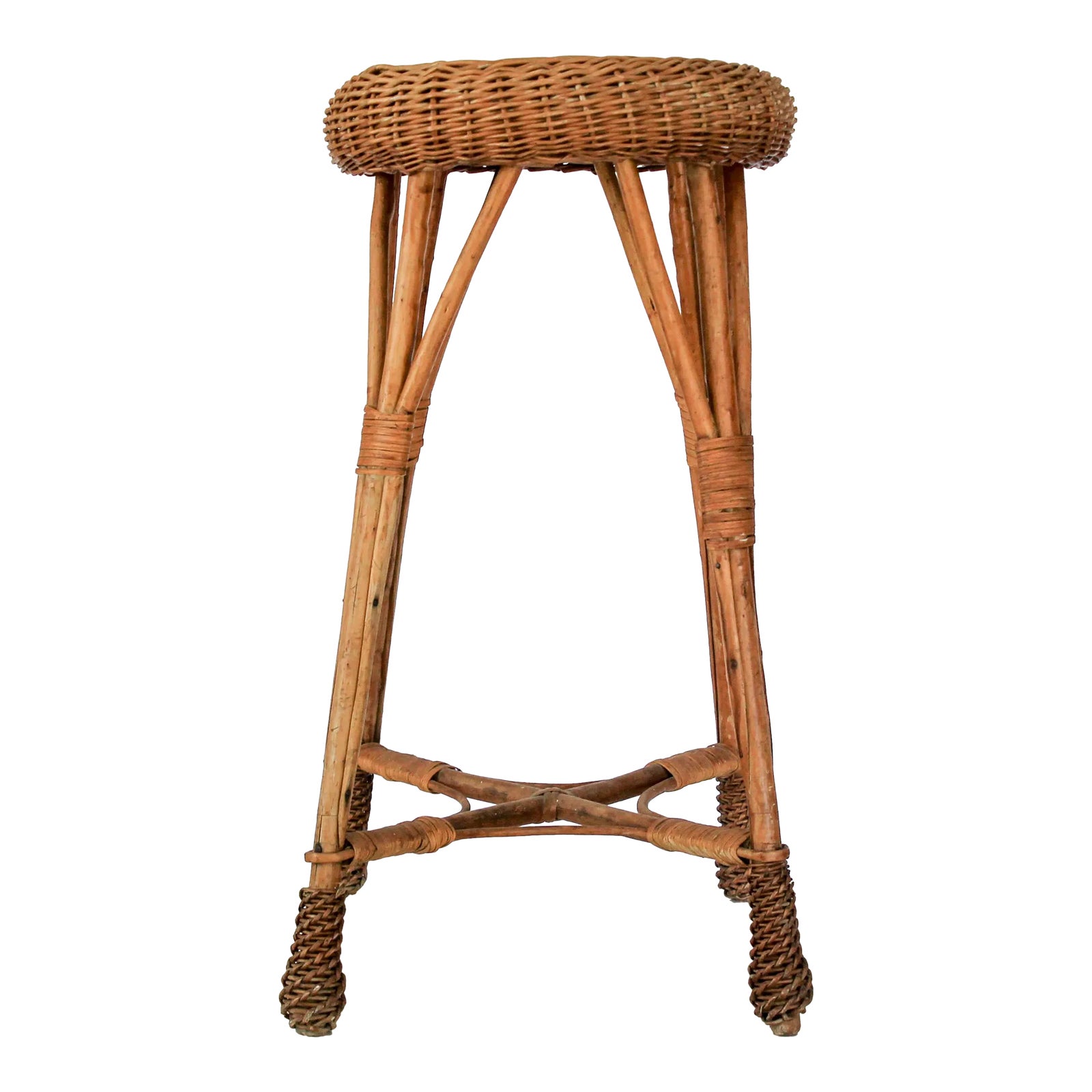 （ぽん太）FRANCO ALBINI STOOL SU65 Franco Albini Woven Rattan Ottoman Vintage Pouf Foot Stool