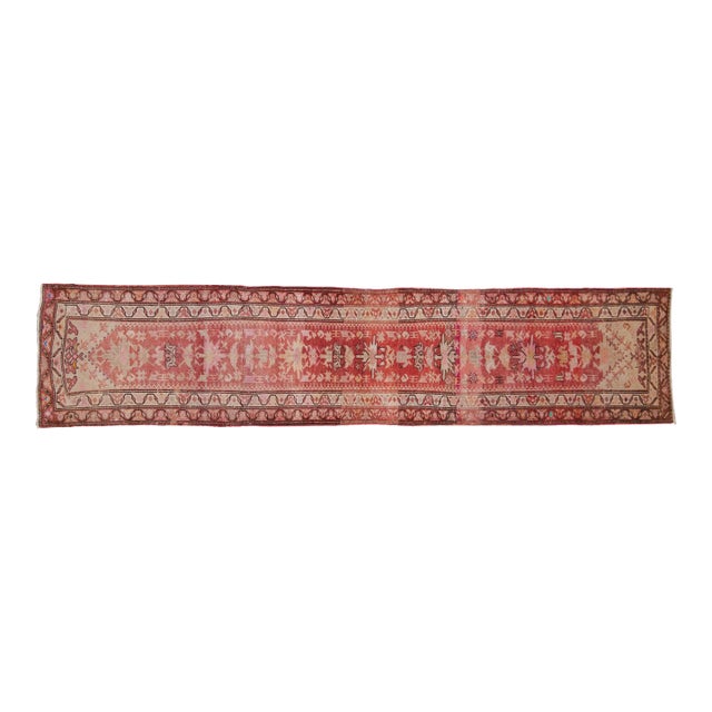 Vintage Distressed Kurd Rug Runner - 3'1" X 13'3" For Sale