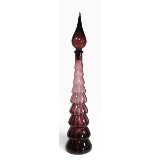 Mid-Century Modern Italian Mid Century Amethyst Purple Glass Genie Bottle by Rossini Empoli C. 1960's For Sale - Image 3 of 7