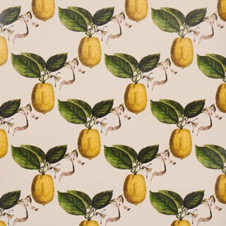Schumacher x Johnson Hartig Le Citron Wallpaper in Natural For Sale