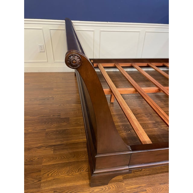 Traditional King Size Mahogany Sleigh Bed by Leighton Hall - Showroom Sample For Sale - Image 11 of 11