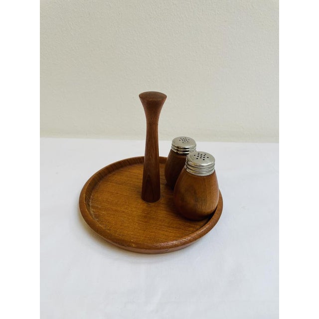 Swedish Salt and Pepper Set in Teak by K. Holmberg, 1960s, Set of 3 For Sale - Image 6 of 7