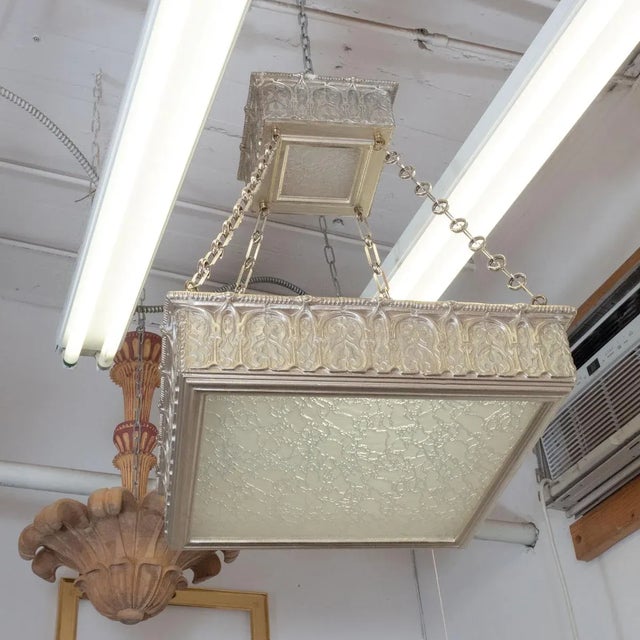 White gold giltwood woodcarving pendant with filigree motif by master woodworker Carlos Villegas.