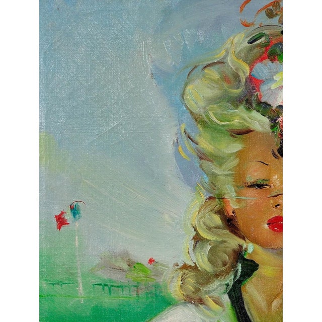 Follower of Jean-Gabriel Domergue, Lady at the Races, 1950s, Oil on Canvas, Framed For Sale - Image 6 of 18