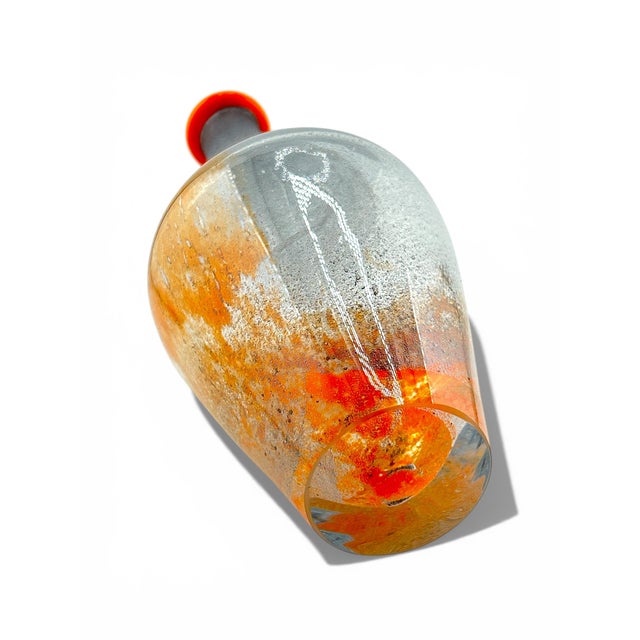1970s 1970’s Kosta Boda Monica Backstrom Signed Orange Art Glass Vase For Sale - Image 5 of 6