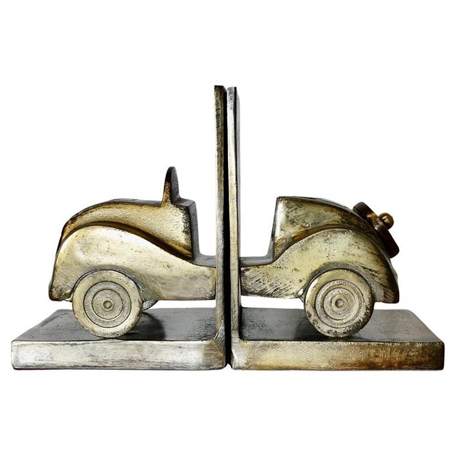 Metal Brass Desk Top Bookends in the shape of a Vintage Car, 1980s, Set of 2 For Sale - Image 7 of 7