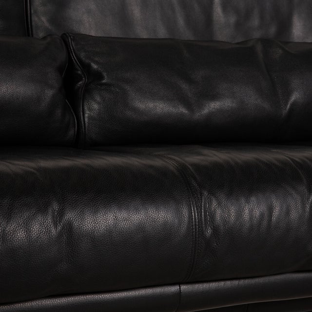 Black 6500 Leather Three-Seater Couch with Function by Rolf Benz For Sale - Image 4 of 12
