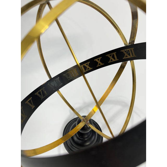 Brass Large Vintage Brass and Black Metal Armillary For Sale - Image 8 of 8