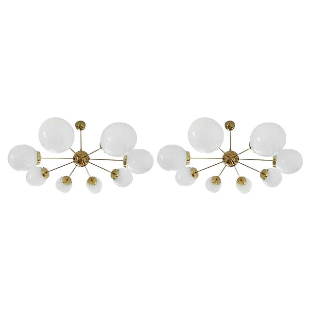 Brass Sputnik Chandeliers from Drukov, 1960s, Set of 2 For Sale