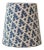A clip top chandelier shade hand made with Fortuny’s iconic hand printed cotton. Top3” bottom 4” side 4”