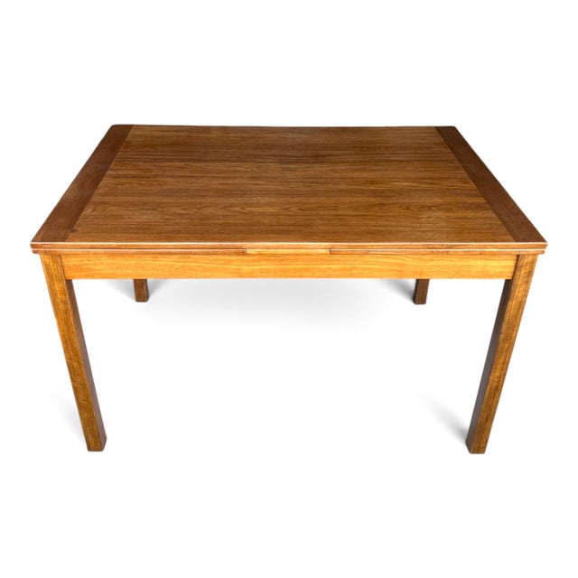 1960s Scandinavian Mid-Century Modern Teak Dining Table With Hidden Extension Leaves For Sale In Los Angeles - Image 6 of 8
