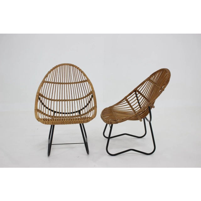 Set of Rattan Lounge Chairs by Uluv for Alan Fuchs, Czechoslovakia, 1960s For Sale - Image 3 of 9