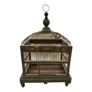 Italian Wire & Wood Handmade Birdcage For Sale