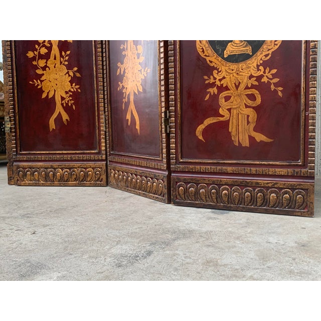 20th Century Four Panel Hand Painted Screen For Sale - Image 11 of 12
